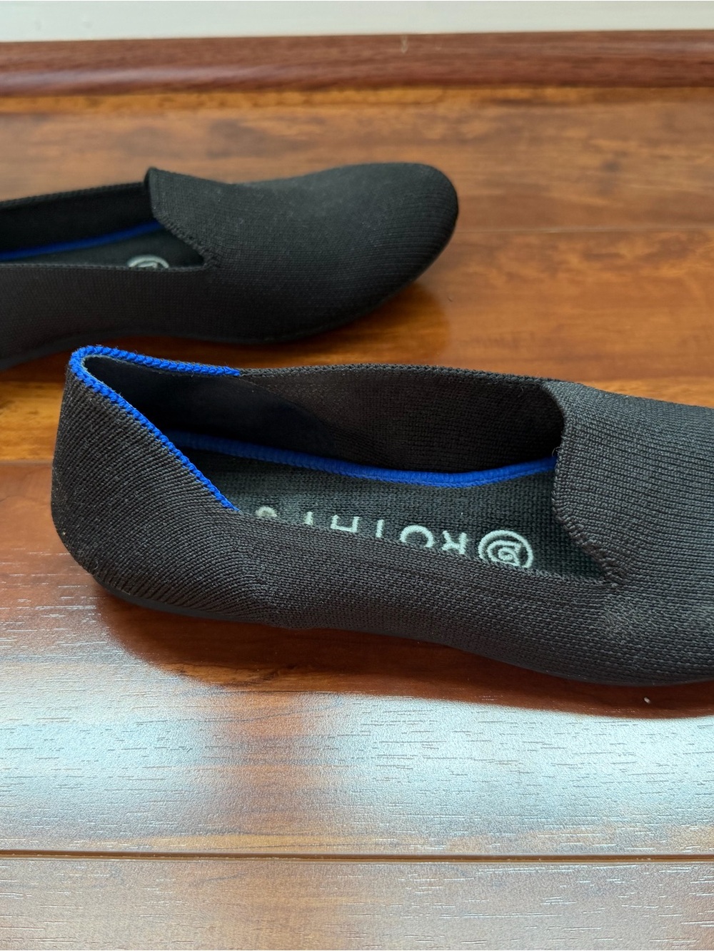 Rothy's Black Slip-On Loafers with Blue Trim - Picture 4 of 4
